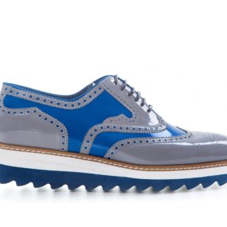 Pantofi oxford 066 gri cu albastru