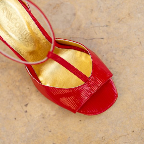 Sandale Dama din Piele Naturala Louise Red - imagine 2