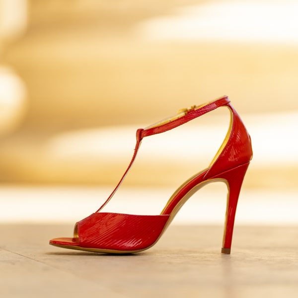 Sandale Dama din Piele Naturala Louise Red - imagine 4