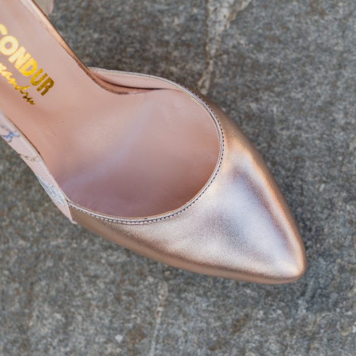 Pantofi Stiletto Aime Gold Roze CONDUR by alexandru 2