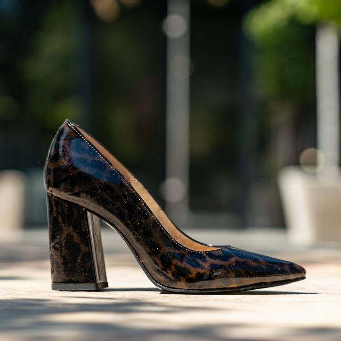 Pantofi Dama Cu Toc Gros Victoria Black Animal Print CONDUR by alexandru 1