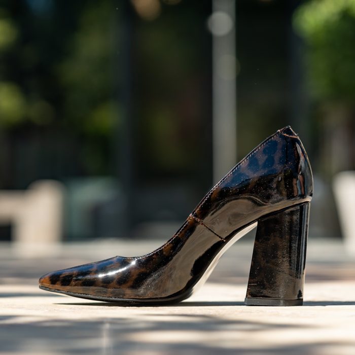 Pantofi Dama Cu Toc Gros Victoria Black Animal Print CONDUR by alexandru 2