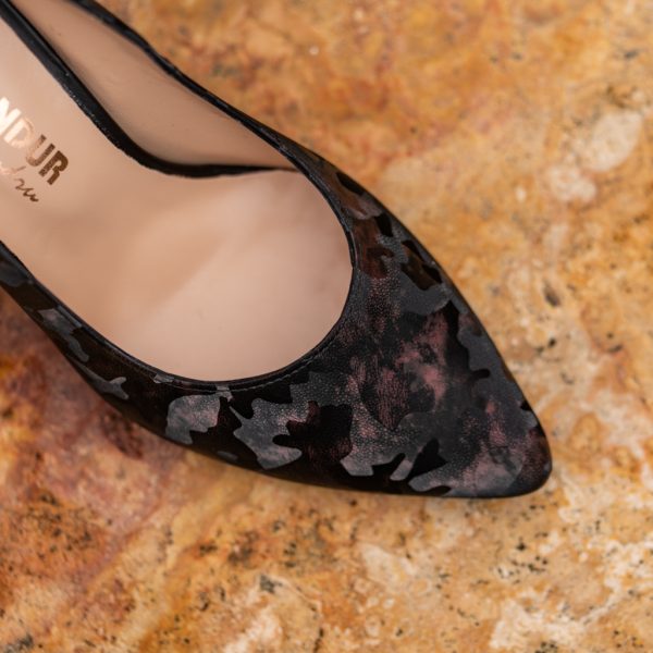 Pantofi Dama Cu Toc Gros Victoria Camuflaj Bordo CONDUR by alexandru 2