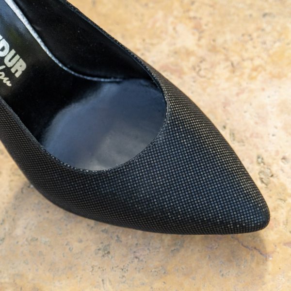 Pantofi Dama Cu Toc Gros Victoria Print Negru CONDUR by alexandru 3