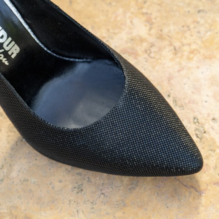 Pantofi Dama Cu Toc Gros Victoria Print Negru CONDUR by alexandru 3