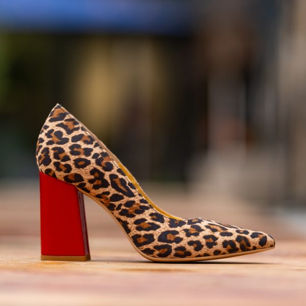Pantofi Dama Cu Toc Gros Victoria Red Sauvage - imagine 2