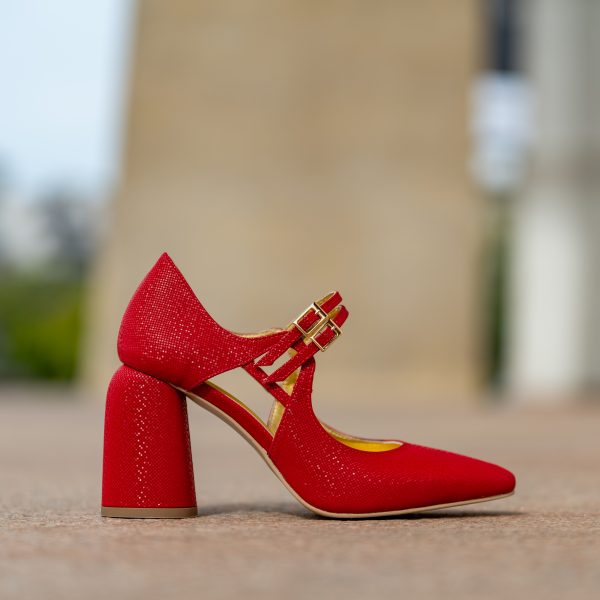Pantofi Dama Cu Toc Gros Fantasy Red Pins CONDUR by alexandru 1