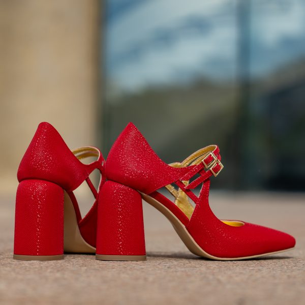 Pantofi Dama Cu Toc Gros Fantasy Red Pins CONDUR by alexandru 2