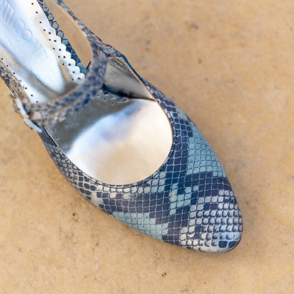Pantofi Dama Cu Toc Gros Fantasy Blue Print CONDUR by alexandru 2