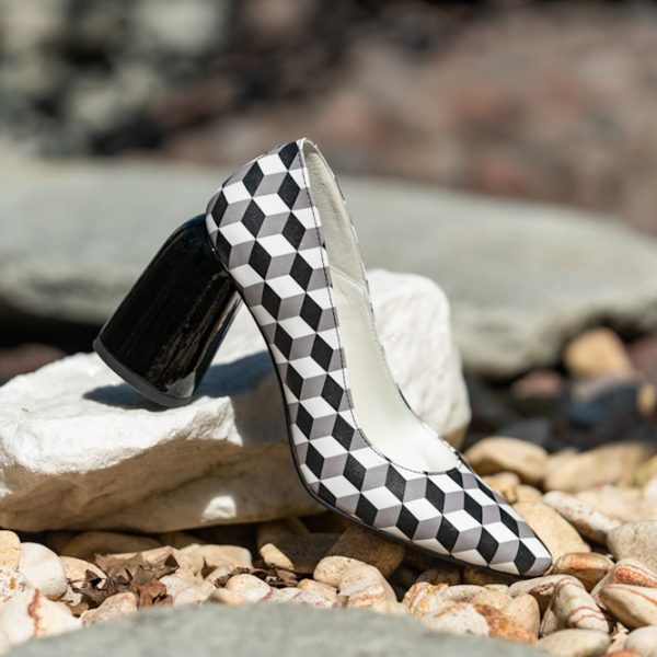 Pantofi Dama Cu Toc Gros Eveline Black&White CONDUR by alexandru 3