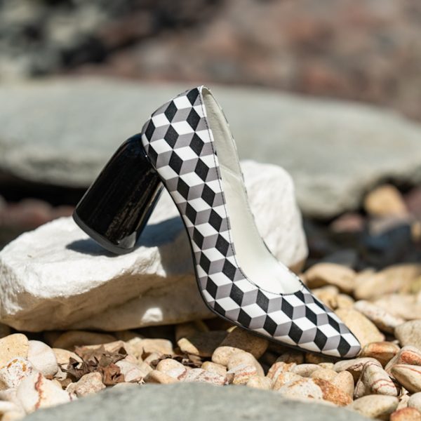 Pantofi Dama Cu Toc Gros Eveline Black&White CONDUR by alexandru 4