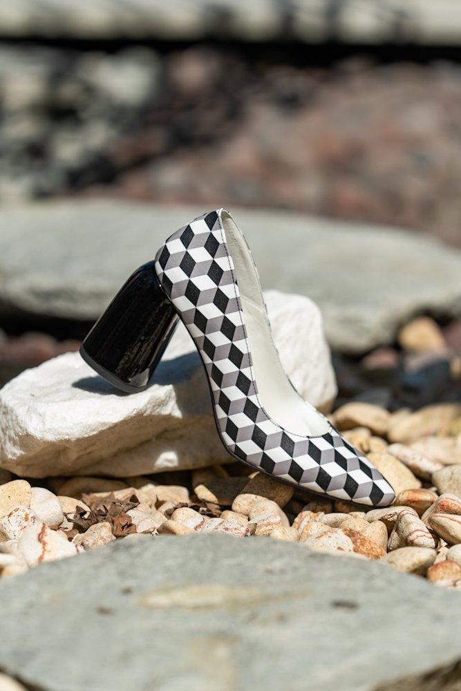 Pantofi Dama Cu Toc Gros Eveline Black&White CONDUR by alexandru 4