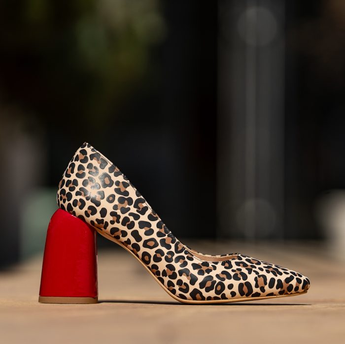 Pantofi Dama Cu Toc Gros Eveline Red Sauvage