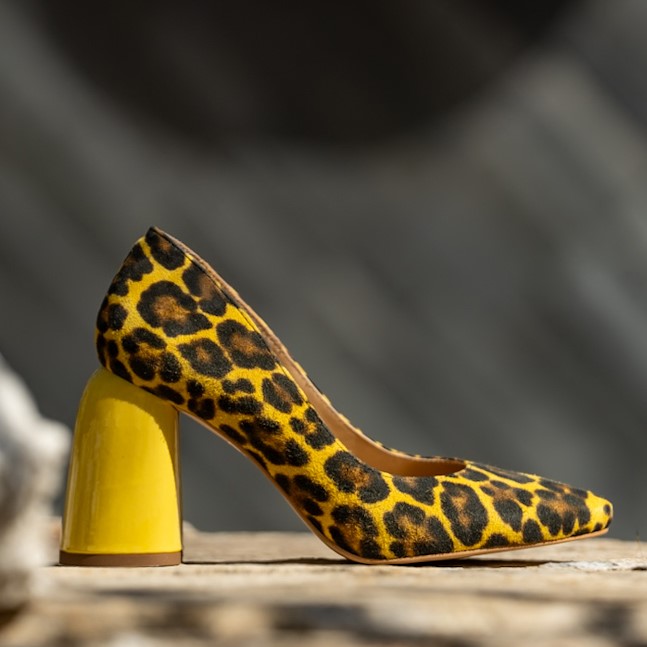 Pantofi Dama Cu Toc Gros Eveline Yellow CONDUR by alexandru 1