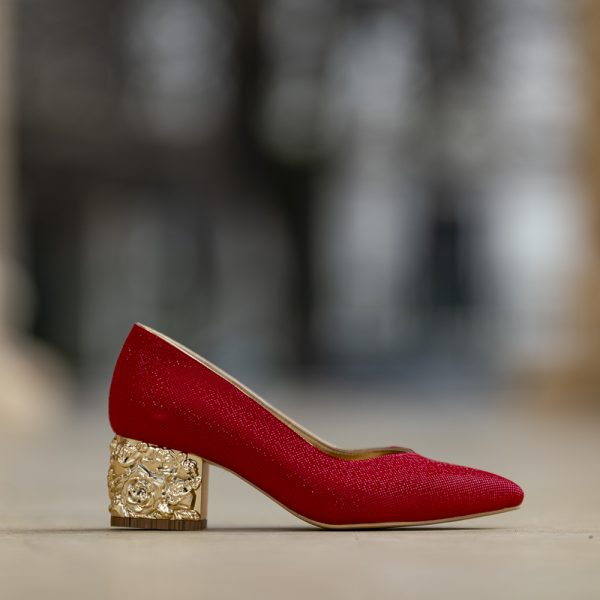 Pantofi Dama Cu Toc Gros Melina Red - imagine 4