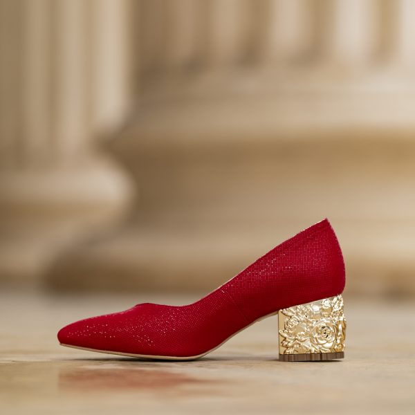 Pantofi Dama Cu Toc Gros Melina Red - imagine 5