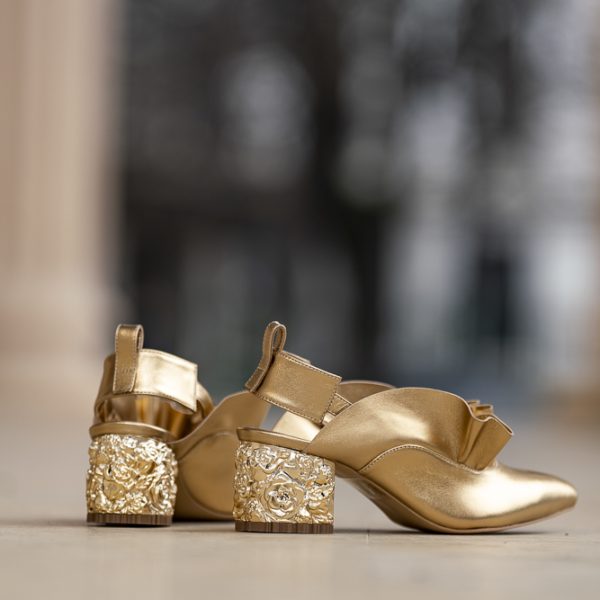 Pantofi Dama Cu Toc Gros Divine Auriu - imagine 6
