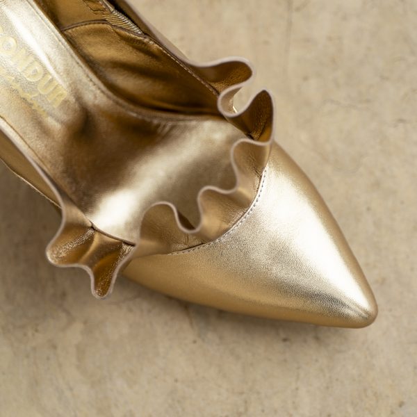 Pantofi Dama Cu Toc Gros Divine Auriu - imagine 3