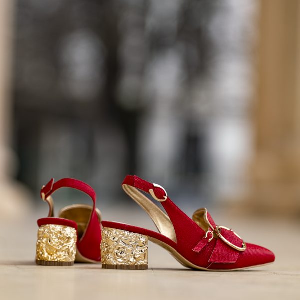 Pantofi Dama Cu Toc Gros Estelle Red - imagine 5