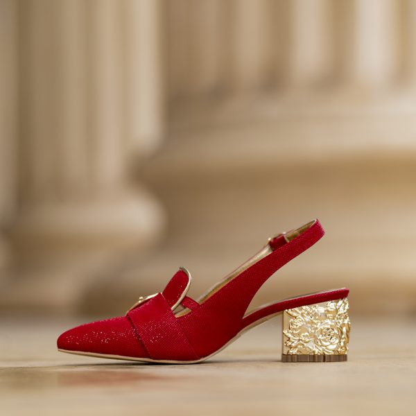 Pantofi Dama Cu Toc Gros Estelle Red - imagine 3