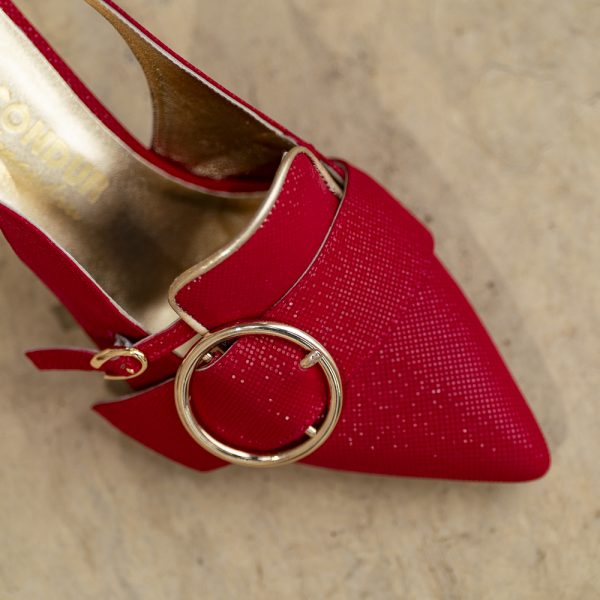 Pantofi Dama Cu Toc Gros Estelle Red - imagine 2