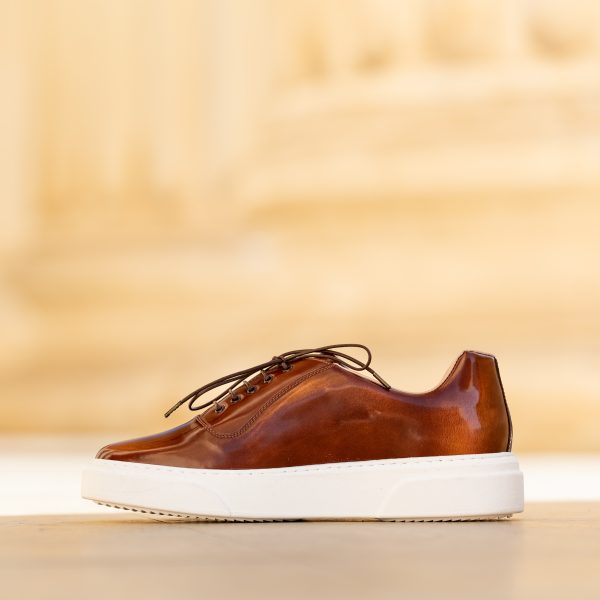 Pantofi barbati din piele naturala Londra Casual Brush Camel - imagine 2