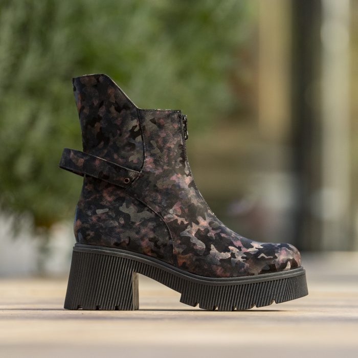 Ghete Dama din Piele Naturala Lelia Camuflaj Bordo CONDUR by alexandru 1