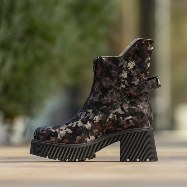 Ghete Dama din Piele Naturala Lelia Camuflaj Bordo CONDUR by alexandru 2