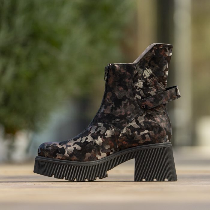 Ghete Dama din Piele Naturala Lelia Camuflaj Bordo CONDUR by alexandru 2