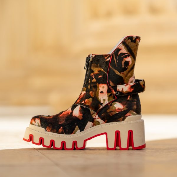 Ghete Dama din Piele Naturala Lelia Pink Flower CONDUR by alexandru 2