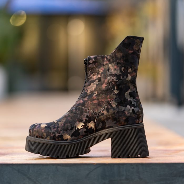 Ghete Dama din Piele Naturala Lelia Camuflaj Bordo CONDUR by alexandru 5