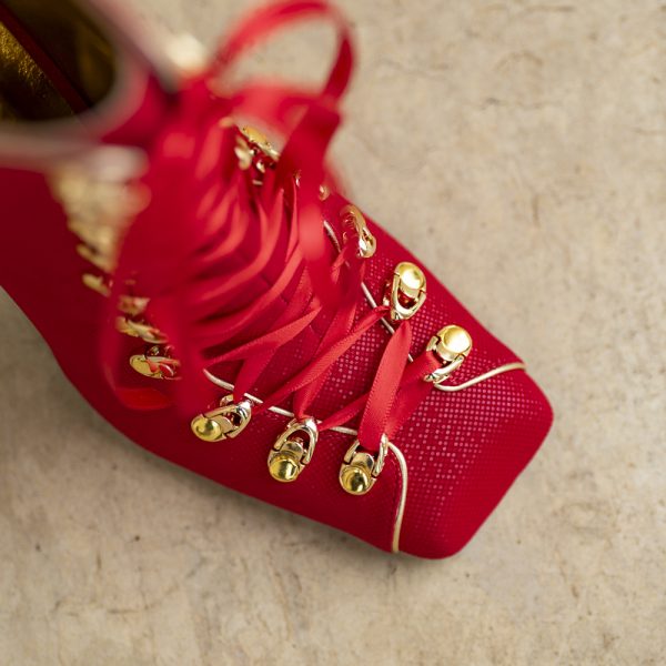 Ghete din Piele Naturala Angelina Red - imagine 3