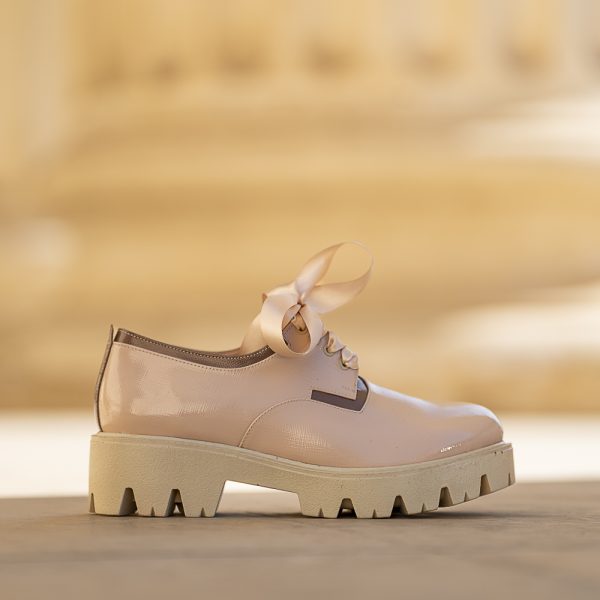 Pantofi Dama cu Siret Renate Nude - imagine 4