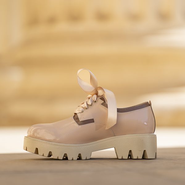 Pantofi Dama cu Siret Renate Nude - imagine 3