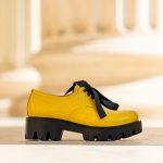 Pantofi Dama Cu Siret Renate Print Galben CONDUR by alexandru 1