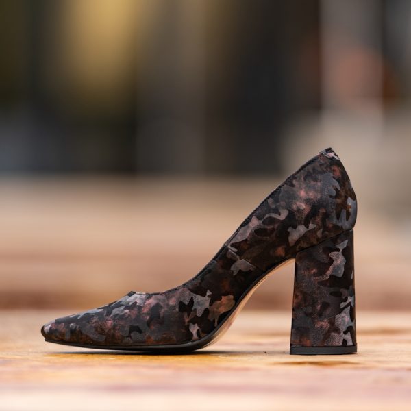 Pantofi Dama Cu Toc Gros Victoria Camuflaj Bordo CONDUR by alexandru 3
