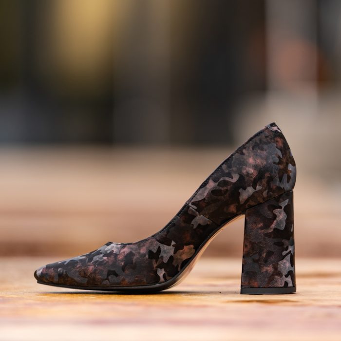 Pantofi Dama Cu Toc Gros Victoria Camuflaj Bordo CONDUR by alexandru 3