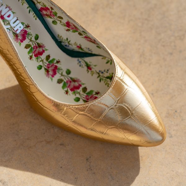 Pantofi Stiletto Adele Print Auriu CONDUR by alexandru 2