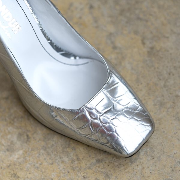 Pantofi Dama Cu Toc Gros Alima Print Argento CONDUR by alexandru 3