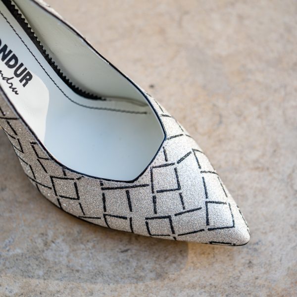 Pantofi Dama Cu Toc Gros Arya Glitter Argintiu CONDUR by alexandru 3
