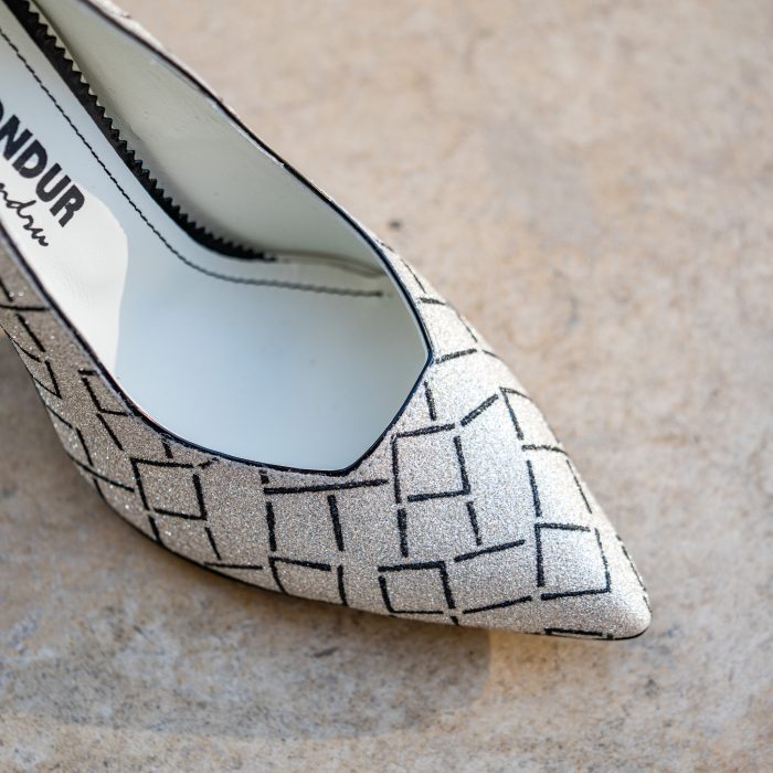 Pantofi Dama Cu Toc Gros Arya Glitter Argintiu CONDUR by alexandru 3