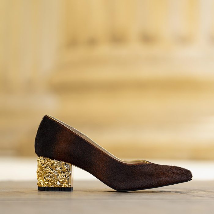 Pantofi Dama Cu Toc Gros Melina Print Maro CONDUR by alexandru 1