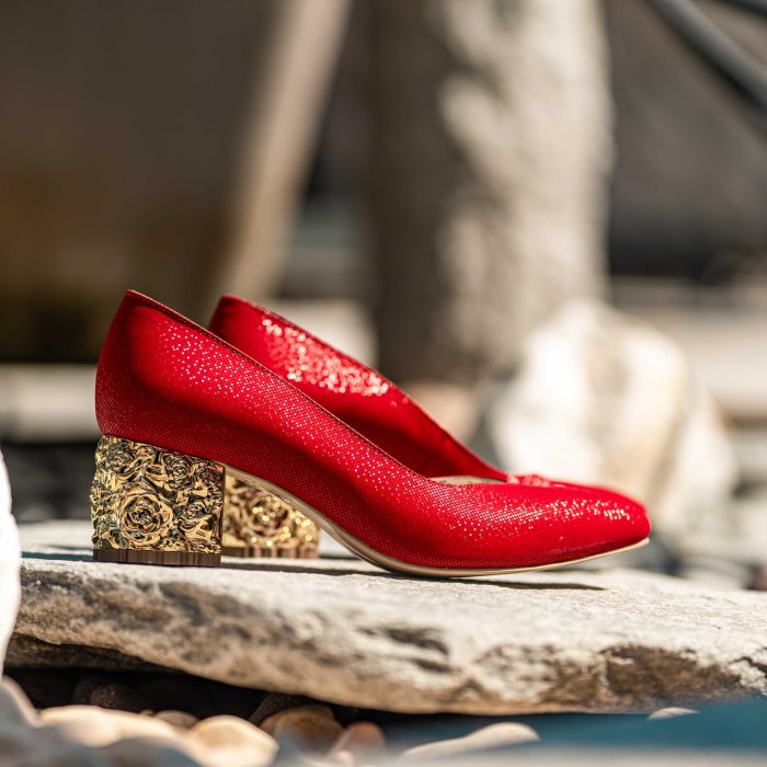 Pantofi Dama Cu Toc Gros Melina Red CONDUR by alexandru 5