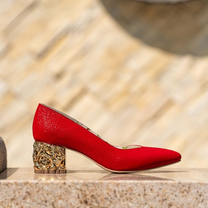 Pantofi Dama Cu Toc Gros Melina Red CONDUR by alexandru 3