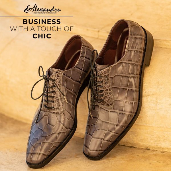 Pantofi Oxford 427 Gray Print - imagine 5
