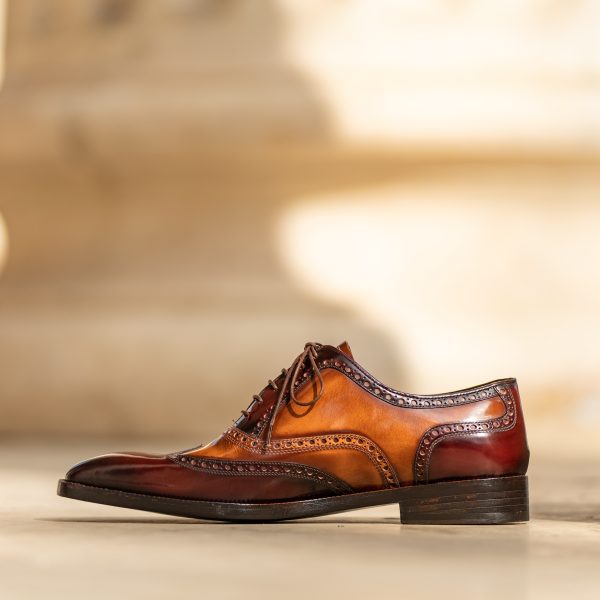 Pantofi Oxford Bordo cu Maro - imagine 3