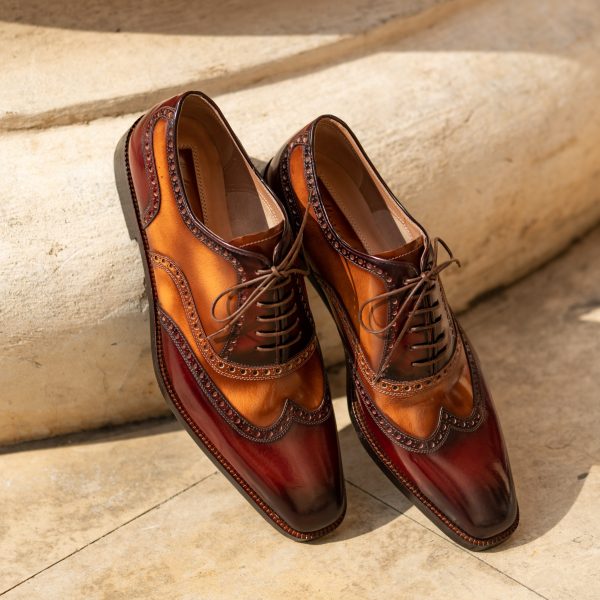 Pantofi Oxford Bordo cu Maro - imagine 5
