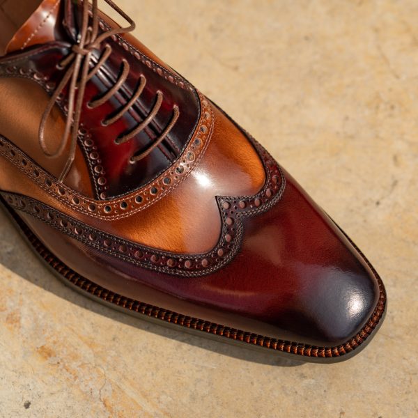 Pantofi Oxford Bordo cu Maro - imagine 4