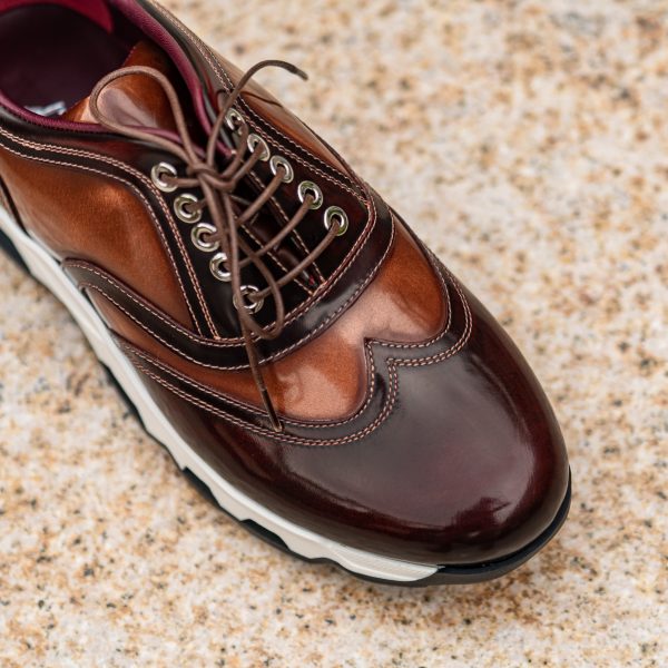 Pantofi Smart Business Camel cu Bordo - imagine 2