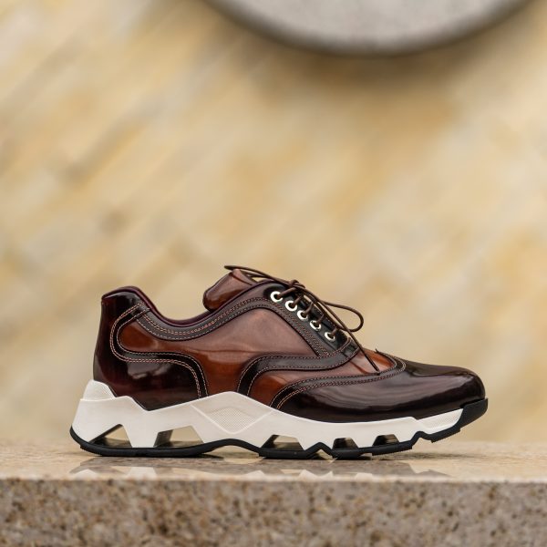 Pantofi Smart Business Camel cu Bordo - imagine 3